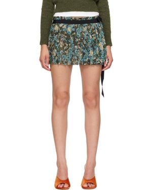 Dries Van Noten Pleated Wrap Miniskirt - Green