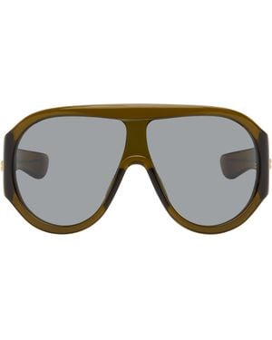 Bottega Veneta Khaki Scudo Shield Sunglasses - Grey