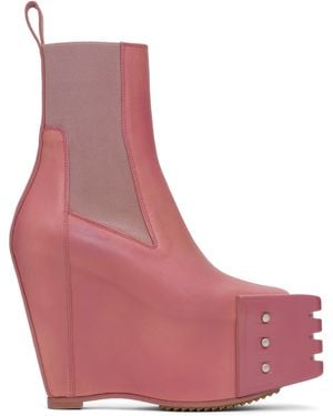 Rick Owens Porterville Grilled Wedge Beatle Chelsea Boots - Pink