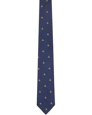 Vivienne Westwood Cravate De 8,5 Cm De Largeur Bleu Marine À Orbes