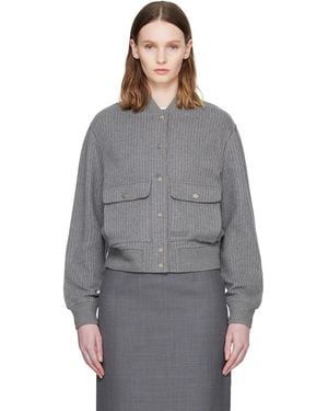 Mackage Blouson Aviateur Juniper-K Gris En Tricot Brossé