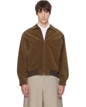Amomento Blouson Aviateur Kaki En Velventine À Glissière - Marron