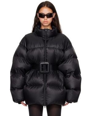 Balenciaga Belted Hourglass Short Puffer Down Jacket - Black