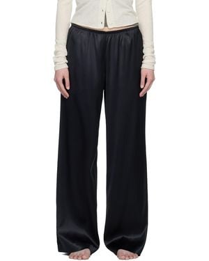 Skims Heavyweight Satin Wide Leg Lounge Trousers - Black