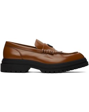 Fred Perry F perry flâneurs brun clair en cuir - Noir