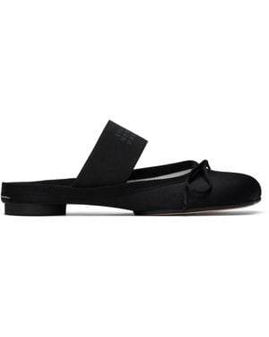 MM6 by Maison Martin Margiela ブラック Anatomic ロゴ サテン バレエ ミュール