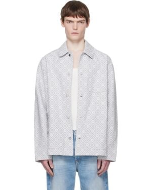 CASABLANCA Blouson De Travail Gris À Monogrammes - Blanc