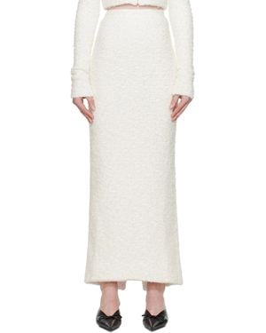 Balenciaga Off- Tweed Maxi Skirt - White