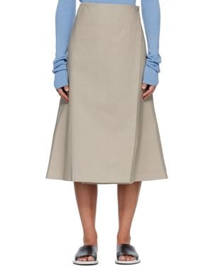 Rier Cotton Bonded Midi Skirt - Natural