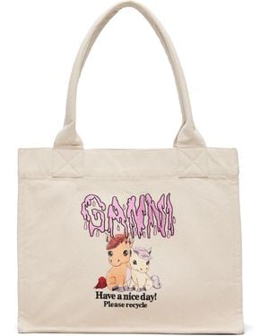 Ganni Pony Printed Large Tote - Pink