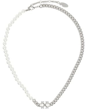 Off-White c/o Virgil Abloh Arrow Faux-Pearl Chain Necklace - Metallic