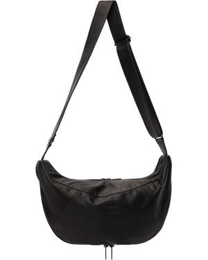 Yohji Yamamoto Scratch Horse Leather Half Moon Shoulder Bag - Black