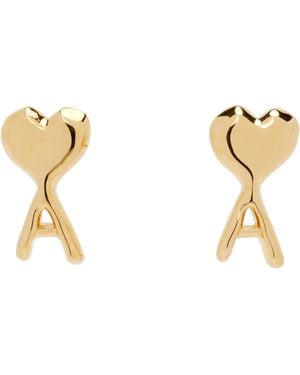Ami Paris Ami De Coeur Hammered Earrings - Black