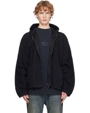 Balenciaga Hooded Zip-Up Jacket - Black