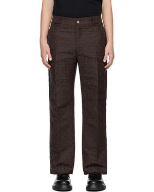 Ferragamo ブラウン モノグラム トラウザーズ - ブラック