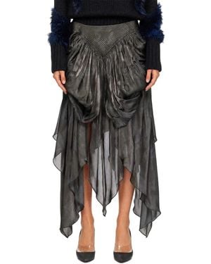 Kiko Kostadinov Khaki Oriole Drape Midi Skirt - Black