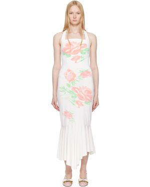 YUHAN WANG Ssense Exclusive Rose Printed Halterneck Midi Dress - Black