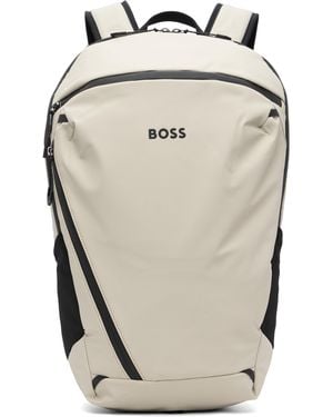 BOSS Faux-Leather Reflective Detail Backpack - Grey