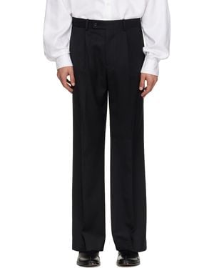 Tonywack Wool Twill Wide-Leg Trousers - Black