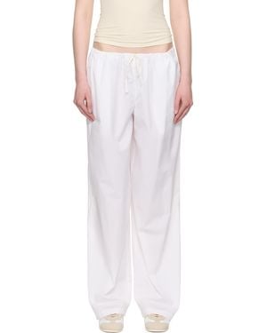 Skims Cotton Poplin Straight Leg Pyjama Trousers - White