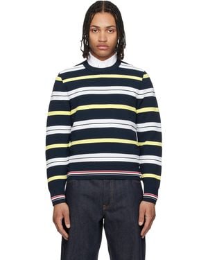 Thom Browne Variegated Rep Stripe Ottoman Stitch Crew Neck Jumper - Black