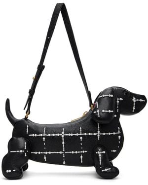 Thom Browne Windowpane Pearl Baby Hector Bag - Black
