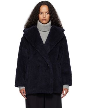 ムートン・ファーコート Max Mara Olga' Blue Alpaca Blend Coat Max Mara Olga' Blue Alpaca Blend Coat | ShopSimon