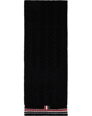 Thom Browne Cable Stitch Rwb Stripe Pocket Scarf - Black
