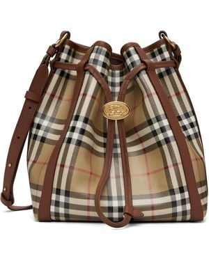 Burberry Small Check Bucket Bag - Brown
