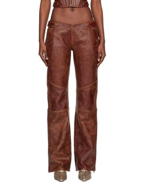 KNWLS Claw Leather Trousers - Red