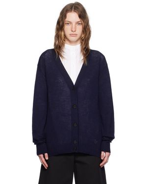 Jil Sander ネイビー Vネックカーディガン - ブルー