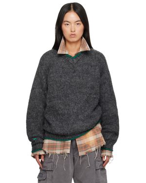 ERL Pull Lavé Gris À Boulochage - Noir