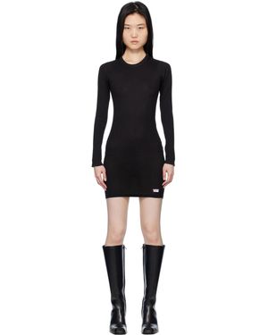 Alexander Wang Robe Courte À Manches Longues Noire À Appliqués Facettés Thermocollés