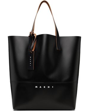 Marni Cabas Noir À Étiquette À Logo