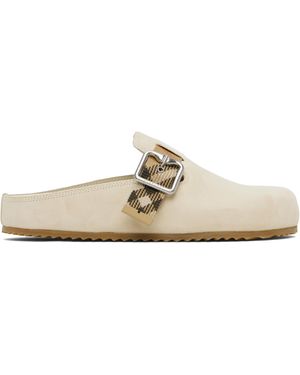 Burberry ベージュ Urchin スエード クロッグ - ブラック