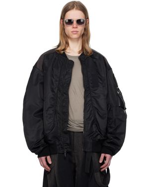 JiyongKim Sun-Bleached Flight Bomber Jacket - Black