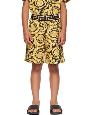 Versace キッズ｜ブラック バロッコ ショートパンツ - イエロー
