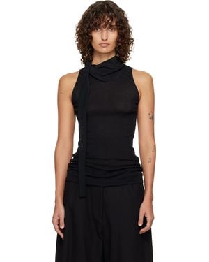 LE17SEPTEMBRE Scarf Sleeveless Jersey Top - Black