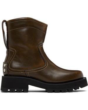 Ganni Khaki Low Oleatex Boots - Green