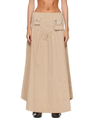 Ganni Washed Cotton Corset Maxi Skirt - Natural