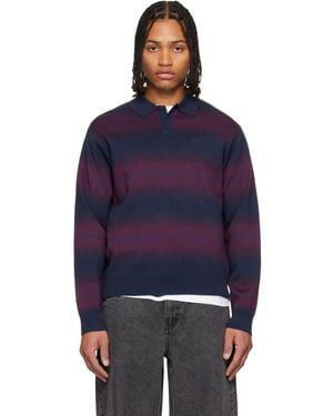 Dime Striped Rugby Sweater - Blue