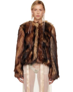 Simone Rocha Sculpted Faux Fur Fray Jacket - Brown