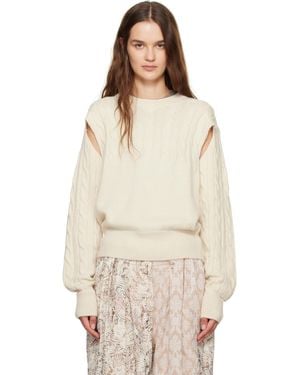 OPEN YY Off- Convertible Cable Knit Jumper - Natural