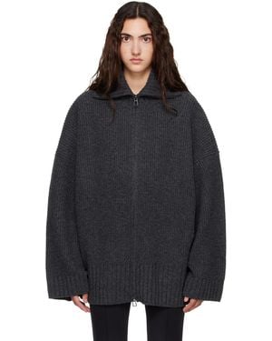 Frankie Shop Veda Oversized Zip-Up Cardigan - Black