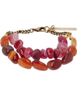 Dries Van Noten Bracelet À Pierres Naturelles - Rouge