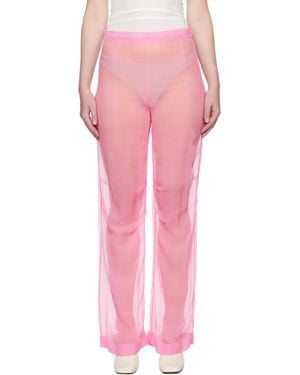ALAINPAUL Mousseline Silk Chiffon Knee Trousers - Pink