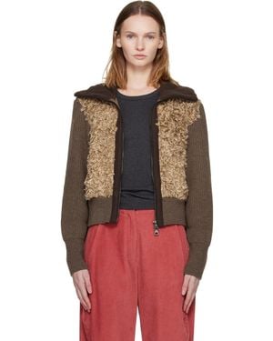 ANDERSSON BELL Fur Combo Knit Cardigan - Red