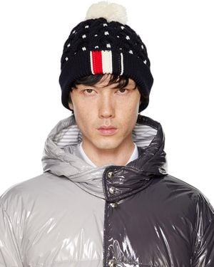 Thom Browne Cable Rwb Striped Beanie - Blue