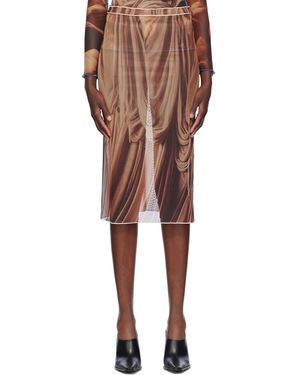 ROKH Draped Printed Midi Skirt - Multicolour