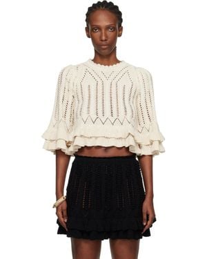 Isabel Marant Off- Norma Frilly Cotton Knit Jumper - Black